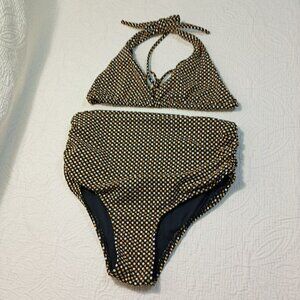 Track & Field  Bikini Set In Polka Dot Print High-Waist Womens Size 1